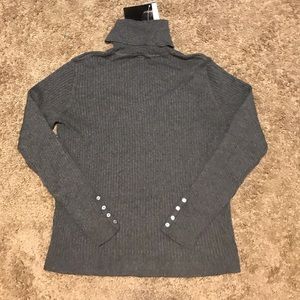Gray Turtleneck WIth Buttons On Sleeves Large NWT